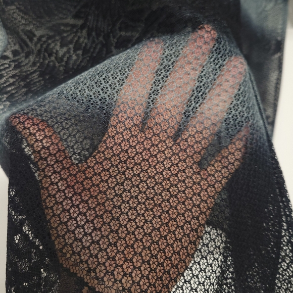 BillionBay Floral Leaf Black Ombre See-Thru Shir - Picture 4 of 10